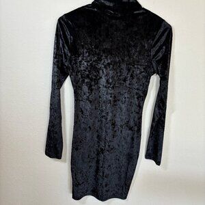 Fashion Nova Gothic Black Velvet Midi Mini Dress Size M Vamp Bodycon Stretch